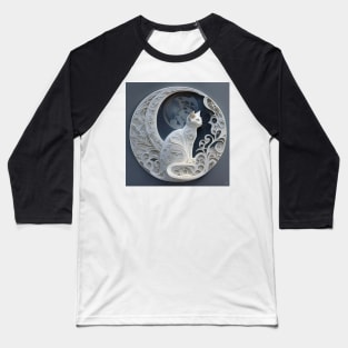 [AI Art] Moon Cat, Art Deco style Baseball T-Shirt